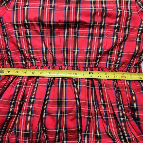 New J Crew Factory Stewart tartan plaid puff-sleeve midi Christmas dress - Picture 10 of 12